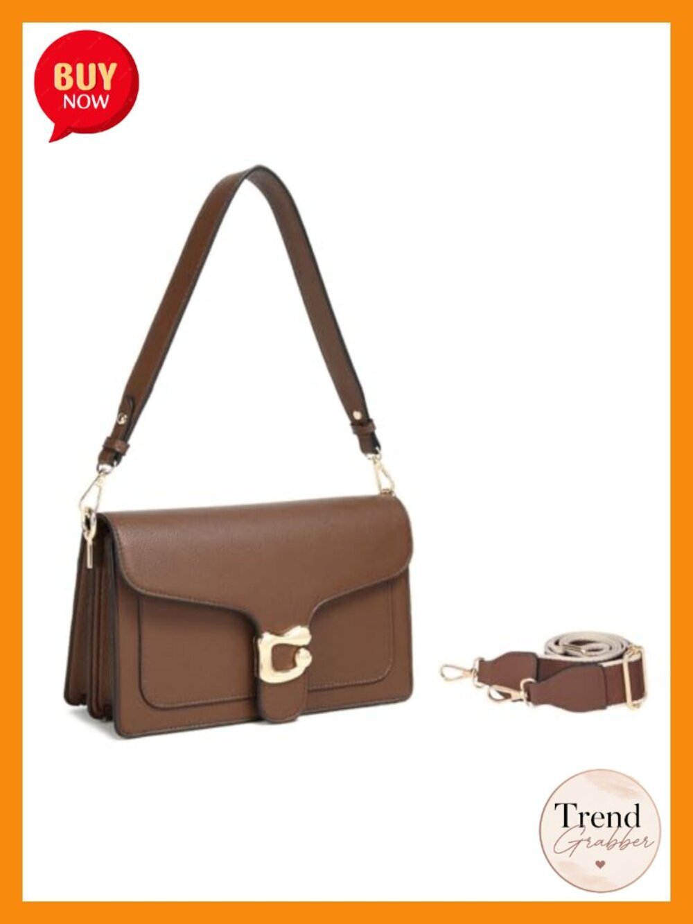 Faux Leather Crossbody Bag with 2 Detachable Straps, Evening Clutch, Large